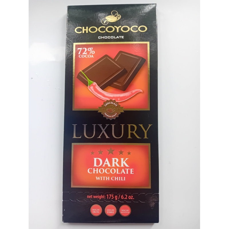 „Chocoyoco Luxury Dark Chocolate with Chili“